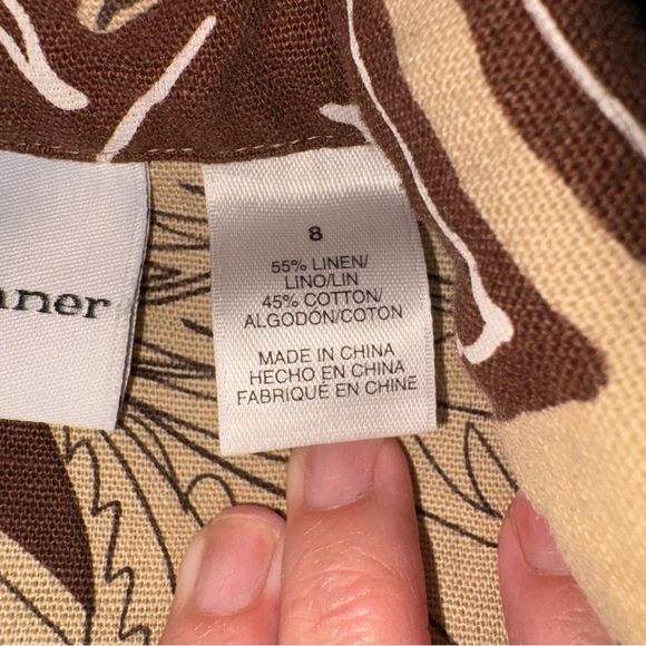 Alfred Dunner Lightweight Linen/Cotton Jacket SIZE 8 Tan Brown Tropical Print - Picture 8 of 9